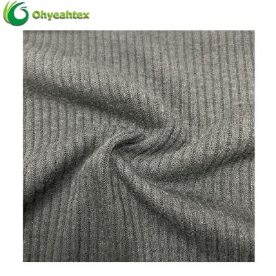 China Organic Sustainable Knit Stretch Bamboo Cotton 4x1 Ribbed Fabric For Garment for sale