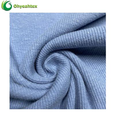 China New Design 67% Cotton 28% Hemp 5% Organic Spandex Rib Cotton Fabric For Sweater for sale