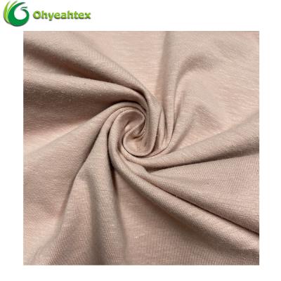 China Sustainable Top Quality Recycled Plain Dyed Knitted Jersey Organic Cotton Hemp Elastene Fabric For Clothes for sale