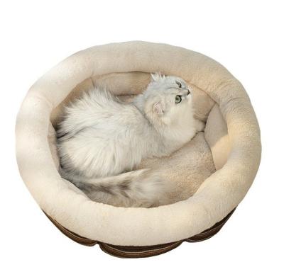 China Pet Sofa Round Donut Cushion Bed for Cats or Small Dogs Anti-Slip Water-Resistant for sale