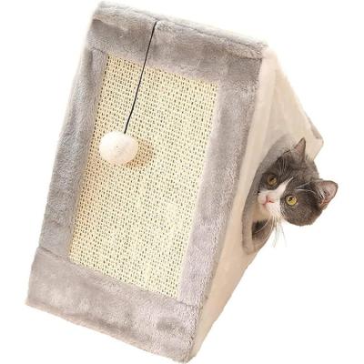 China Fun Play Cats and Dogs Universal Pet Bed Cat Climbing Frame Triangle Cat Scratching Board Sharpening Claw Sisal Toy Bed for sale