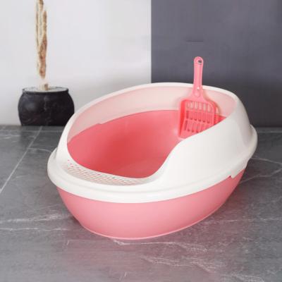 China Easy Clean Large Semi-Enclosed Cat Litter Box with Three Layers Separation Design for sale