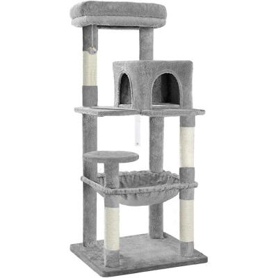 China Multi Color Optional Cat Tree Integrated Sisal Comfortable Durable Tall Cat Activity Scratcher Tree for sale