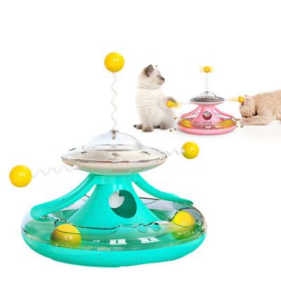 China Long Time Used Advantage Cat Paly Toys Leak Food Pet Puzzle Interactive Turntable Toy for sale