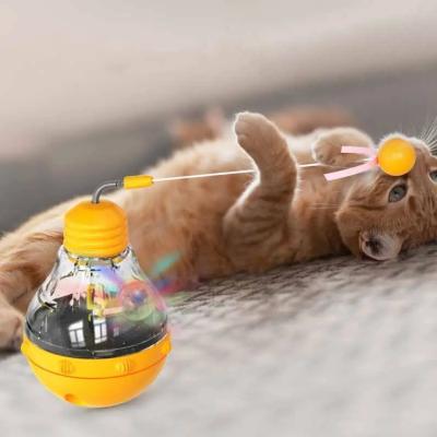 China Long Time Used Interactive Cat Toy Fun Cat Stick with Light Bulb and Leaky Food Tumbler for sale