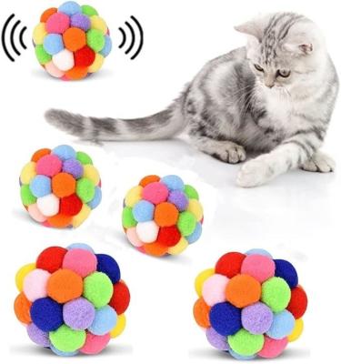 China Fluffy Plush Cat Ball Toys Interactive Chirping Balls Kicker Toys with Customized Logo for sale