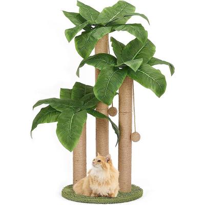 China Cat Coconut Palm Tree Climbing Frame with Natural Sisal Scratch Pole and Hanging Balls for sale