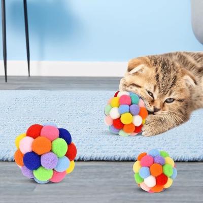 China 4cm Cute Plush Balls Faux Feather Bell Cat Chew Toy with Sustainable ABS/PC Material for sale