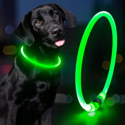 China USB Rechargeable Waterproof Dog Collar for Night Walking and Training Solid Pattern for sale