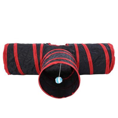 China Peek Hole and Toy Ball Durable Style Pet Cat Tunnel Tube 3-Way Collapsible for Indoor Cats for sale