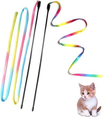 China Multicolor Fabric Cat Teaser Stick Sustainable Training Toy with Easy Dental Function for sale