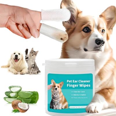 China Pet Care Grooming Cat Dog Ear Cleaner Finger Wipe for Cats Dogs Extra Large and White for sale