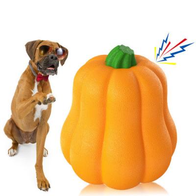 China TPR Pumpkin Ball Shake Makes Giggle Sound Interactive Dog Toy for Herding and Training for sale