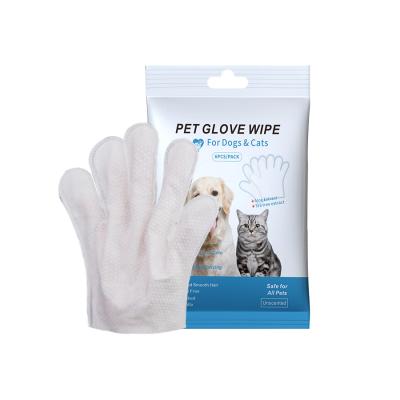 China Customized Logo Acceptable 6PCS Pack Pet Cleaning Gloves for PET Grooming Wet Wipes for sale