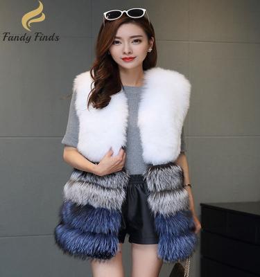 China Real Blue Fox Fur Breathable Luxurious Natural Long Silver Vest for sale