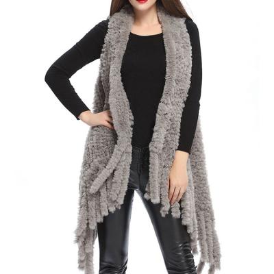 China Girls Gender Vest Women Breathable Modern Faux Fur Knitted Vest With Tassels for sale