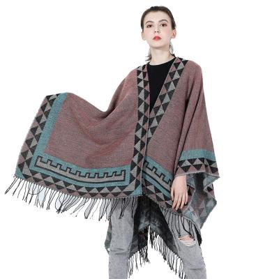 China Polyester Faux Polyester Pashmina Shawl Thicken Double Sided Designer Faux Cashmere Scarf Warmer For Women for sale