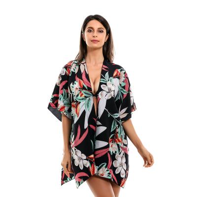 China Wholesale Breathable Swimsuit Cover Ups For Women Floral Pattern Bikini Beach Sunscreen Kimono Cardigan Cover Up for sale