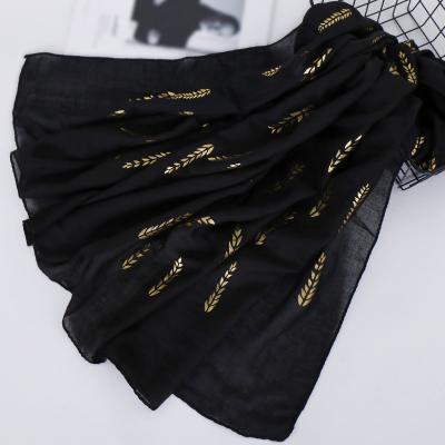 China Soft Cotton Wheat Pattern Hijab Scarf Ladies Cotton Spring Summer Scarf Gold Canvas Ear for sale