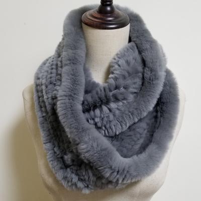 China Classics Rex Rabbit Fur Long Snood Knitted by Ladies and Fur Scarf for sale