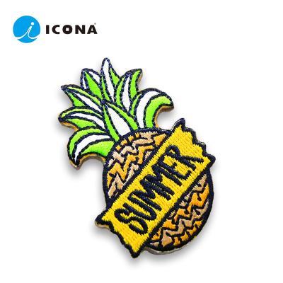 China Decoration and Gift ICONA Embroidered Patch Pin Badge Abzeichen Distintivo Comics Design Style Summer Pineapple for sale