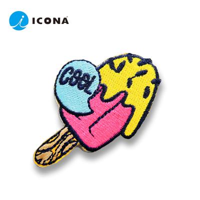 China Decoration and Gift ICONA Embroidered Patch Pin Badge Abzeichen Distintivo Pop Art Style Summer Popsicle for sale