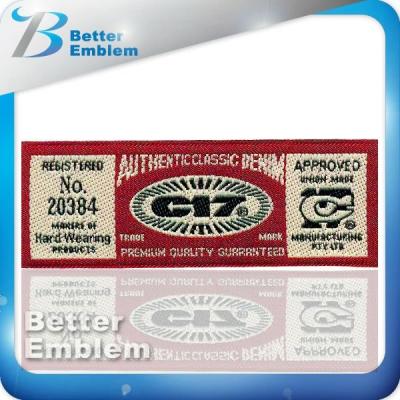 China Sustainable Apparel Embroidered Woven Label for sale