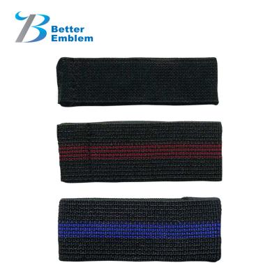 China Officer Funeral Shield Badge Honor Guard Mourning Band Strap Mourning Band Strap For Badge Abzeichen Distintivo Memorial Stripe Blue Red for sale