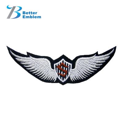 China 3D ENHANCE CUSTOM EMBLEM embroidery with glitter thread wings for sale