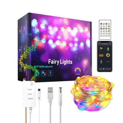 China Copper String Light Led Smart Phone App String Light Usb Tooth RGB Blue Colorful Decorative Light String Light For Christmas Tree for sale