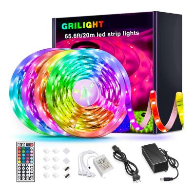 China LANDSCAPE 16.4ft 32.8ft 49.2ft Sound 65.6ft Flexible Smart 5050 Waterproof RGB LED Strip Lights Music Controlled LED Strips Timing for sale