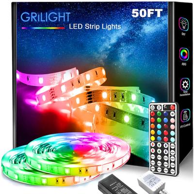 China Hot Sale Home Smd5050 5m 10m RGB Strip Light Cuttable Remote Control Waterproof Led Strip Lights With 44keys Control for sale