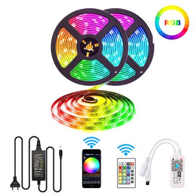 China Amazon Alexa Google Home Tuya Wifi 5M 10m IR Remote Controlled RGB SMD5050 Warehouse LED Strip Light for Holiday Lighting for sale