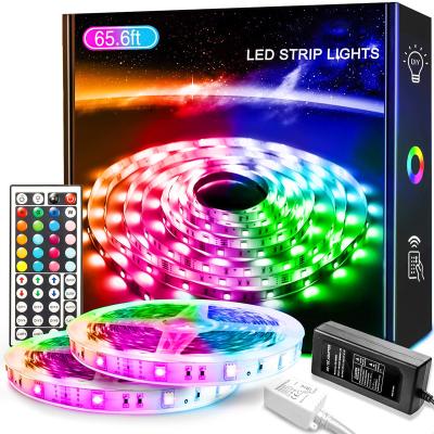 China LANDSCAPE Ip65 waterproof IR RGB remote control led strip color changing 5050 5m 150led 12v led strip light with power adapter for sale