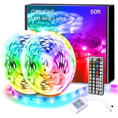 China LANDSCAPE Dc12v Smd5050 5m 10m 44keys Infrared Remote Control Ip65 Waterproof 10mm RGB Led Strip Light For Christmas for sale