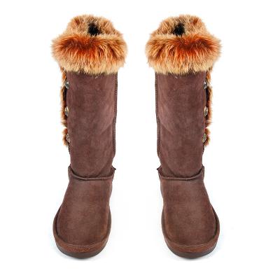 China Waterproof 2021 New Arrival High Quality Luxury Model Cow Suede Snow Boots With Fur Trim For Women Ladies for sale