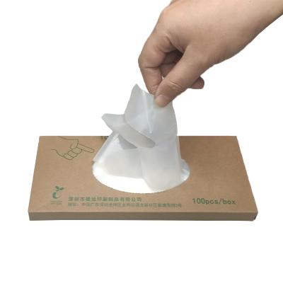 China 100% Compostable Biodegradable Eco-friendly PLA PBAT Cornstarch Plastic Food Handling Disposable Gloves for sale