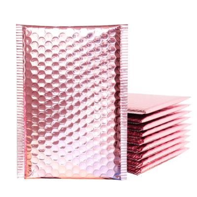 China Factory Supply Biodegradable Custom Printed Metallic Foil Rose Gold Plastic Envelopes Mailing Padded Poly Bubble Mailer Bag for sale