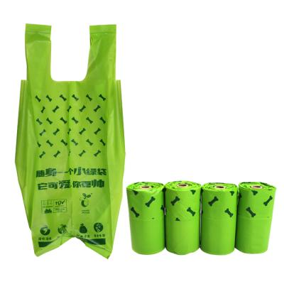 China Wholesale Custom Sustainable Eco Friendly Compostable Biodegradable Pet Dog Poop Waste Bag With Handle On Roll for sale