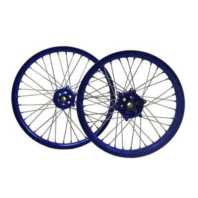 China 304# Stainless Steel YZ 450 F YZ250 Blue Alloy Motorcycle Spoke Wheel 21x1.6 19x2.15 for sale