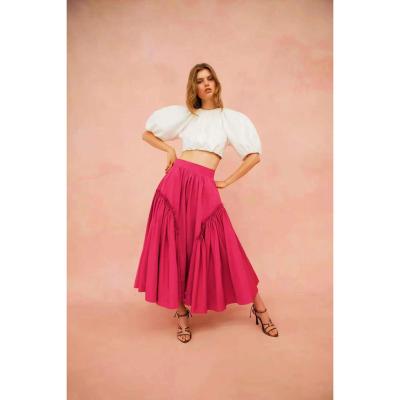 China A6125 Factory Price Anti-wrinkle Crop Top And Midi Skirt Plus Size Summer Ladies Two Pieces Suits for sale