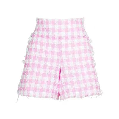 China A5469 luxury QUICK DRY Autumn Pink Jacquard Pink Button shorts pants plus size female shorts for sale