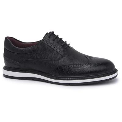 China Breathable Custom Branded Official Casual Shoes Black Genuine Leather Men Semi Formal Casual Shoes for sale