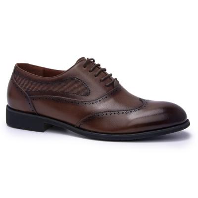 China New Men's Brown Color Handmade High-Grade Durable Stylish Wedding Party Dress Genuine Leather Shoes Business Brock Oxford Shoes For Men for sale