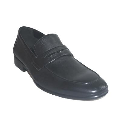 China Wholesale Custom Made Italian Style Round Classic Black Genuine Leather Men's Stylish Shoes Penny Loafers Casual Shoes for sale