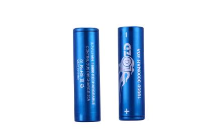 China 18650 lithium fllashlight battery high density long working life factory directly battery 3000mAh 40A for sale