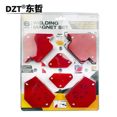 China Hardware Tool 6 PCS Magnet Fillet Weld Set Include 4 X 25lbs, 2 X 9lbs Magnetic Welding Holders, Red, Blister Packing for sale