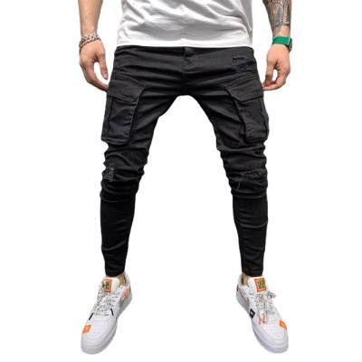 China Factory wholesale mens black jeans pencil pants directly with pocket mens stretch ripped skinny denim pants slim mens jeans for sale