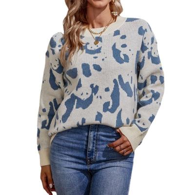 China High Quality New Designer Multi Color Pattern Breathable Sweater Ladies China Custom Knitted Long Sleeve Women Sweater for sale