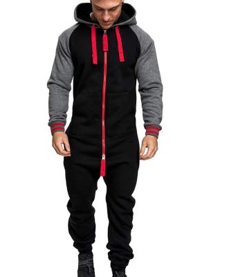 China Stocklot winter fleece color men's onesie breathable fashion zip up clothes warm men's sleepwear pajamas for sale